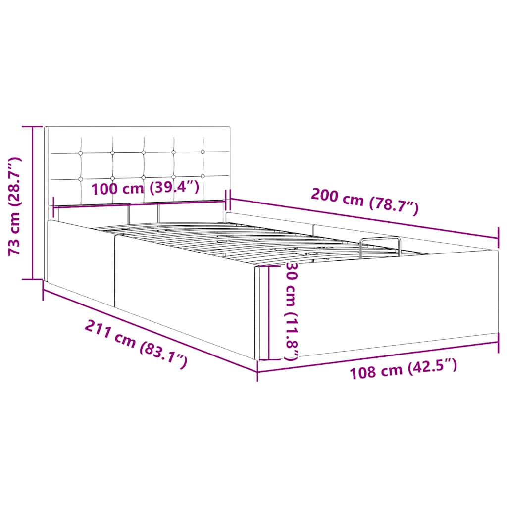 vidaXL Cama canapé hidráulica almacenaje tela gris oscuro 100x200 cm