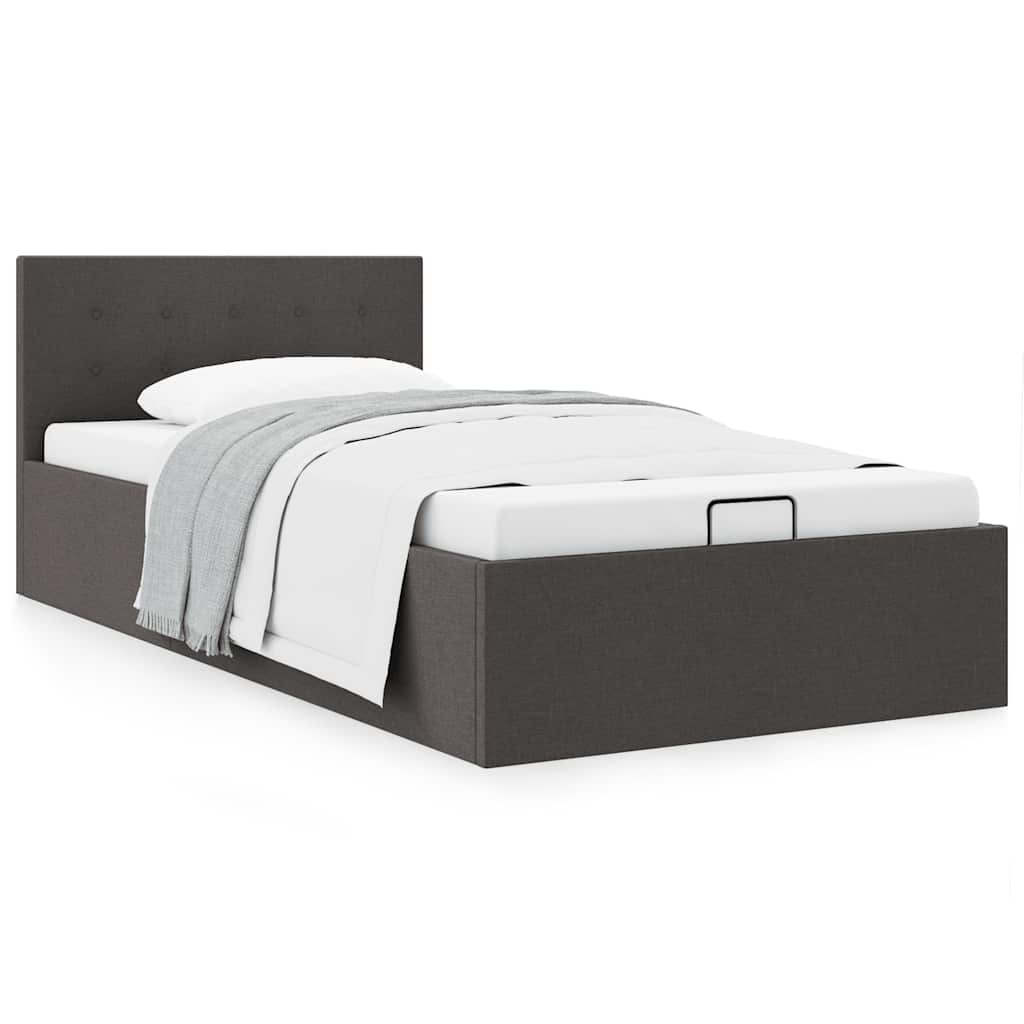 vidaXL Cama canapé hidráulica almacenaje tela gris oscuro 100x200 cm