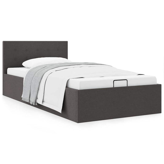 vidaXL Cama canapé hidráulica almacenaje tela gris oscuro 100x200 cm