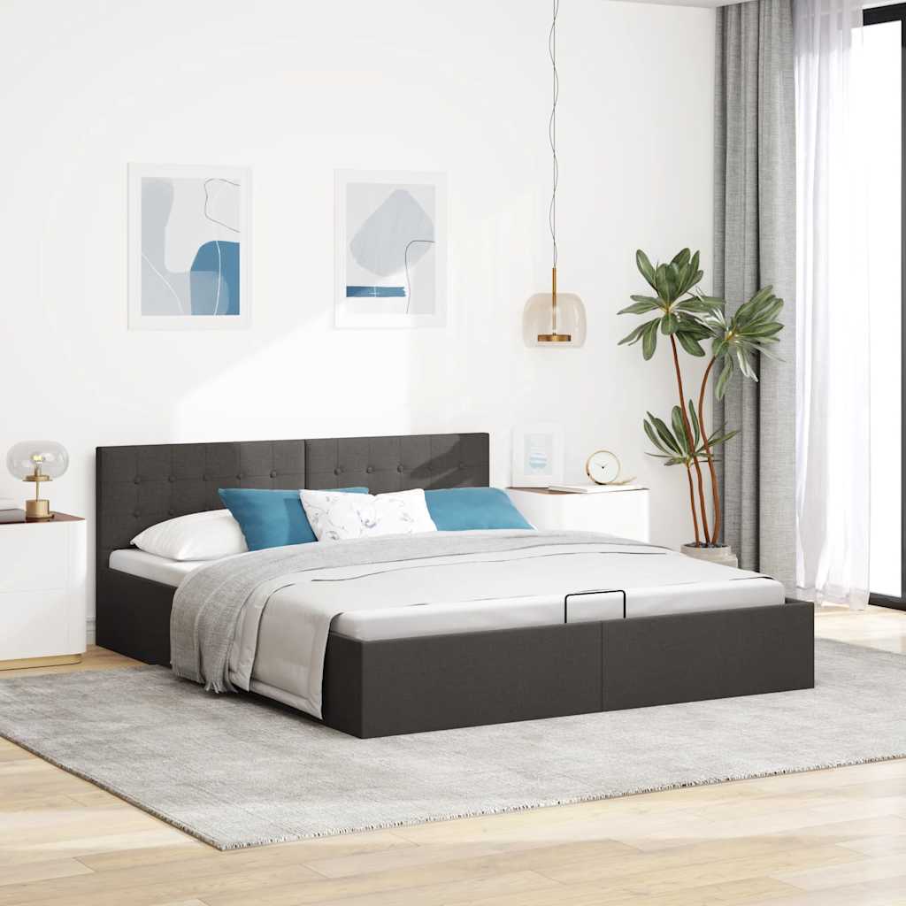 vidaXL Cama canapé hidráulica de almacenaje sin colchón gris 180x200cm