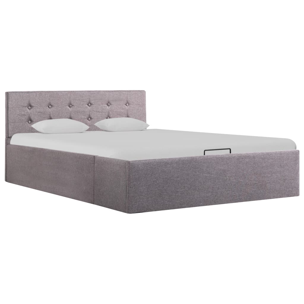 vidaXL Cama canapé hidráulica almacenaje sin colchón taupe 120x200 cm