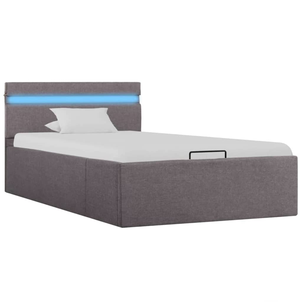 vidaXL Cama canapé hidráulica de almacenaje sin colchón taupe 90x200cm