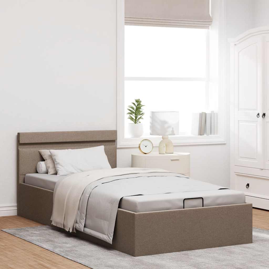 vidaXL Cama canapé hidráulica de almacenaje sin colchón taupe 90x200cm