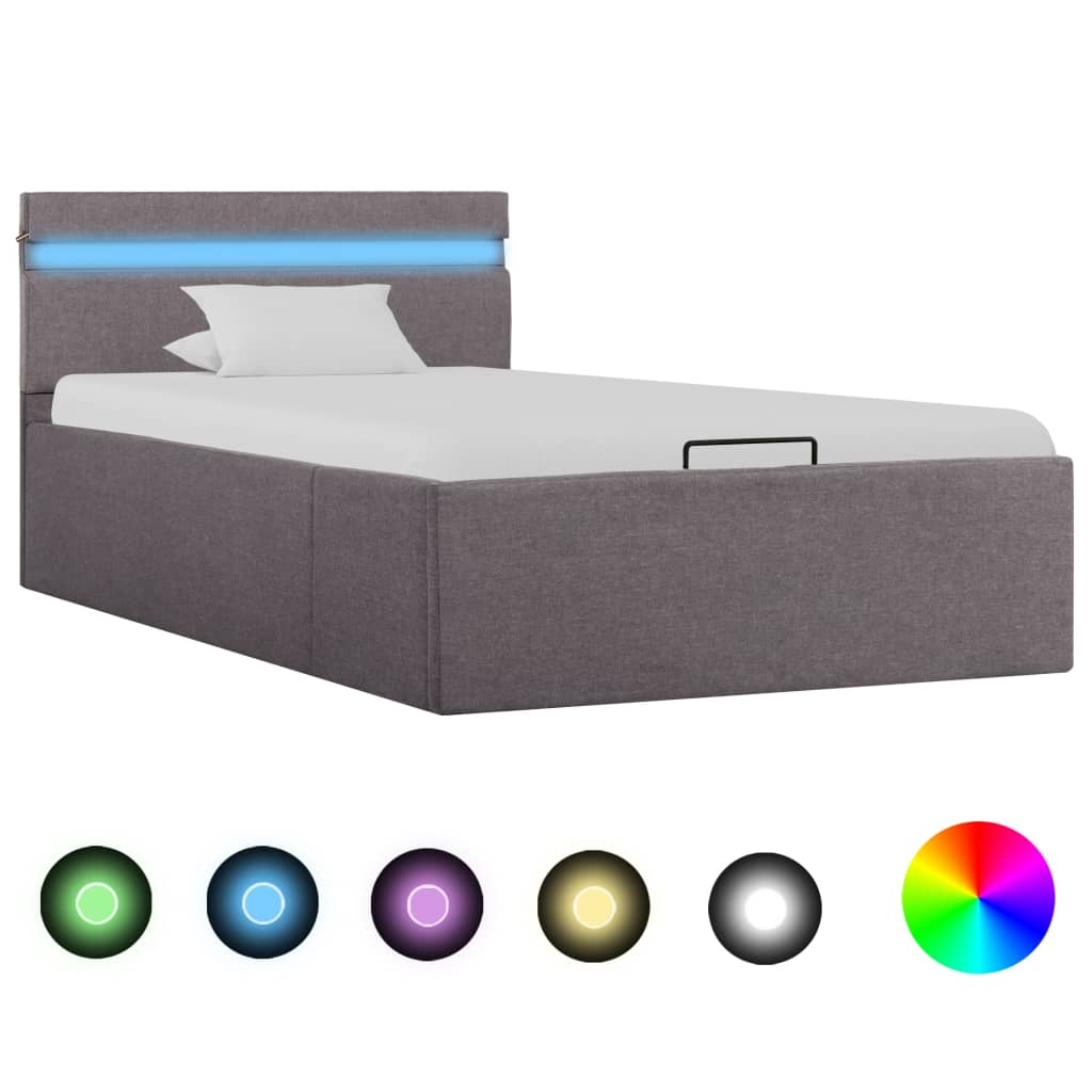 vidaXL Cama canapé hidráulica almacenaje sin colchón taupe 100x200cm