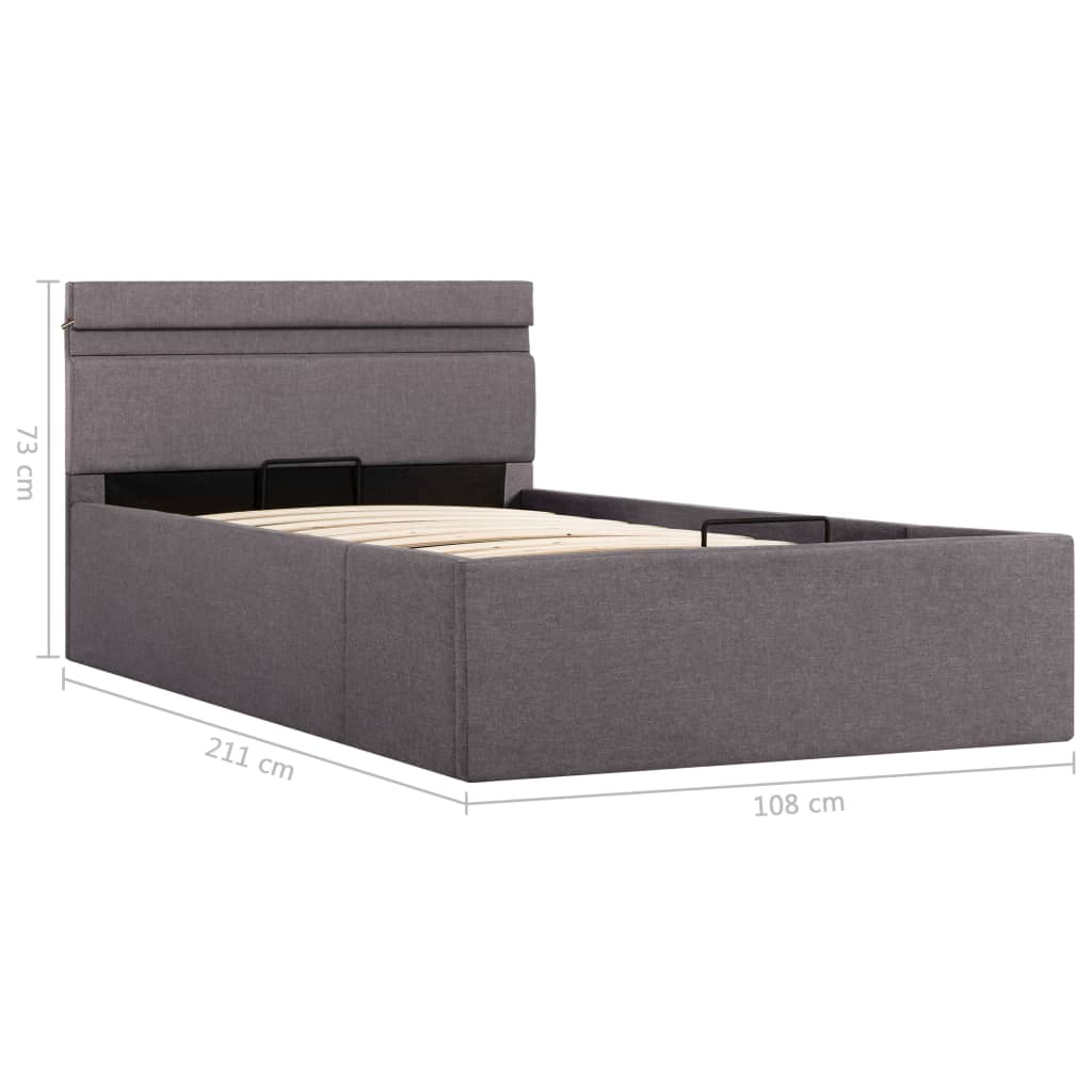 vidaXL Cama canapé hidráulica almacenaje sin colchón taupe 100x200cm