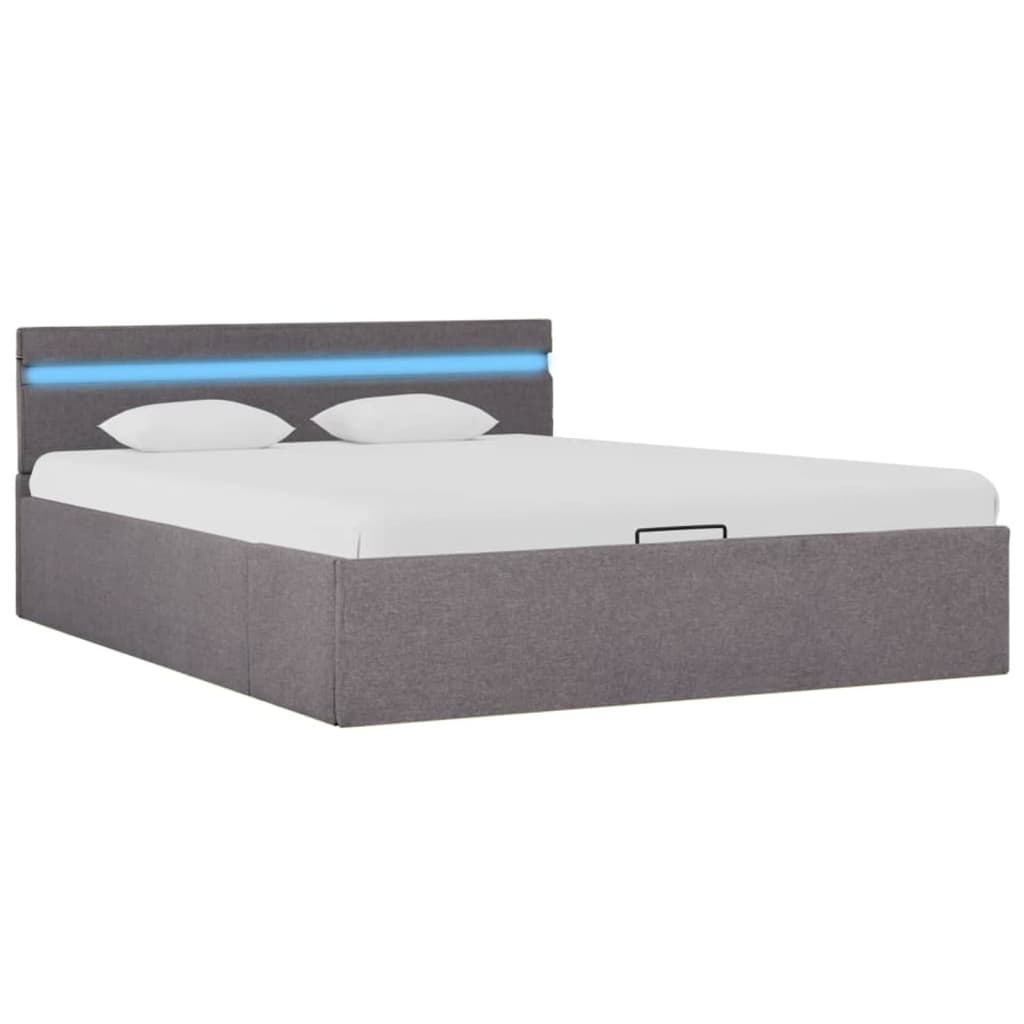 vidaXL Cama canapé hidráulica almacenaje sin colchón taupe 140x200 cm