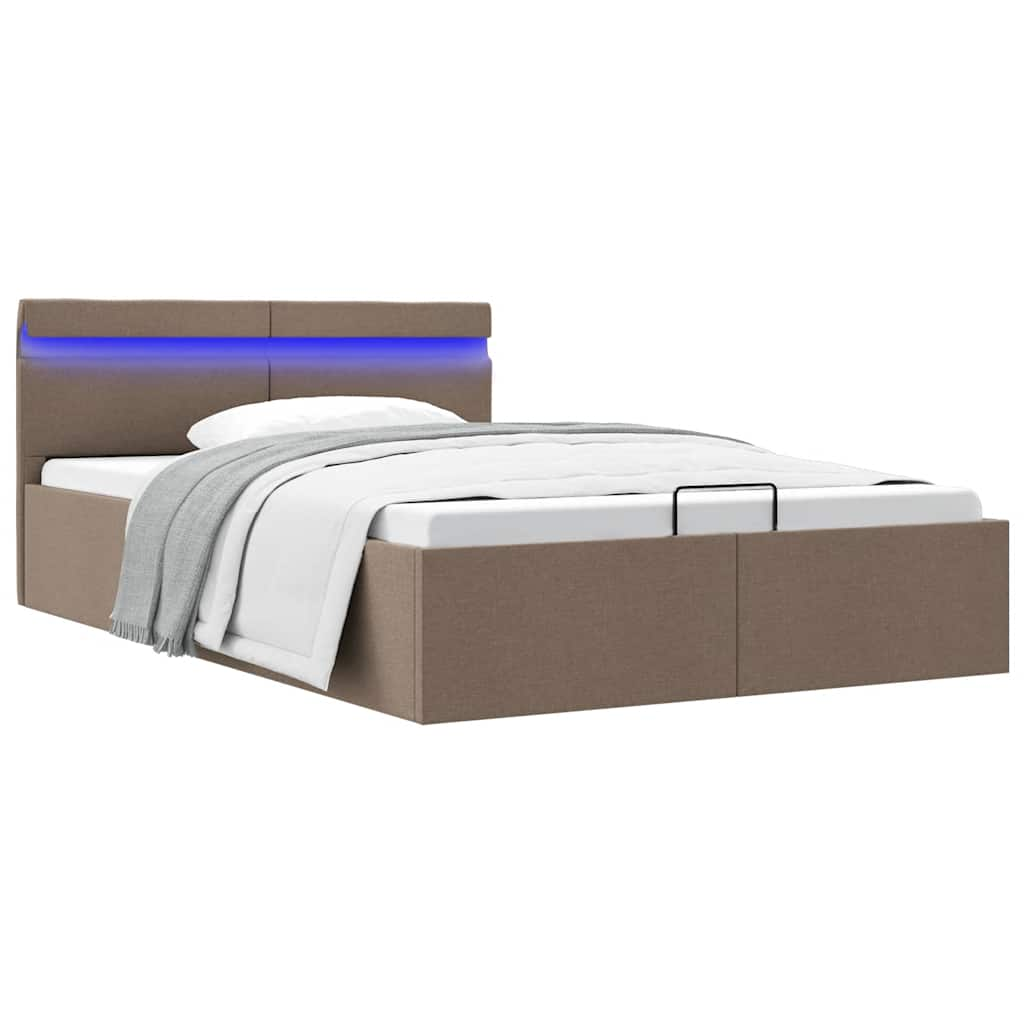 vidaXL Cama canapé hidráulica almacenaje sin colchón taupe 140x200 cm