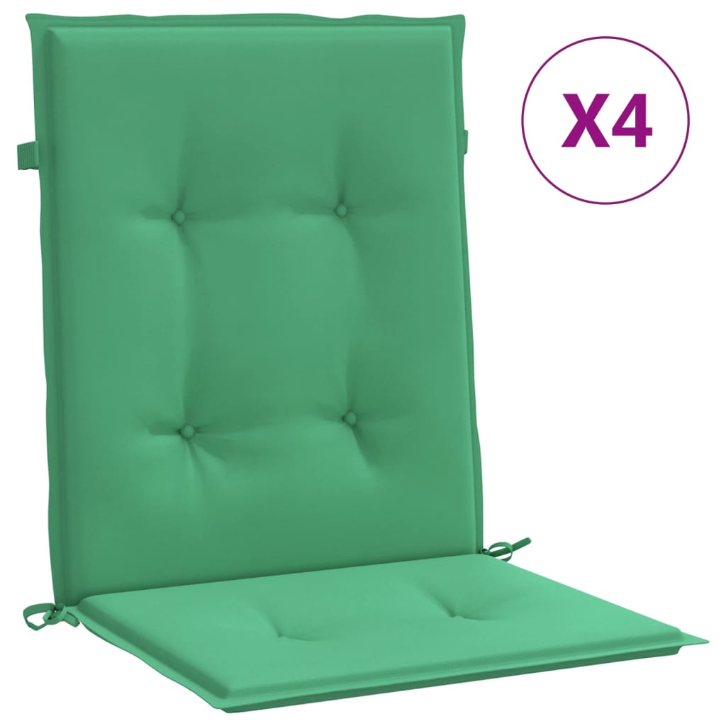 vidaXL Cojín silla jardín respaldo bajo 4 uds tela Oxford verde