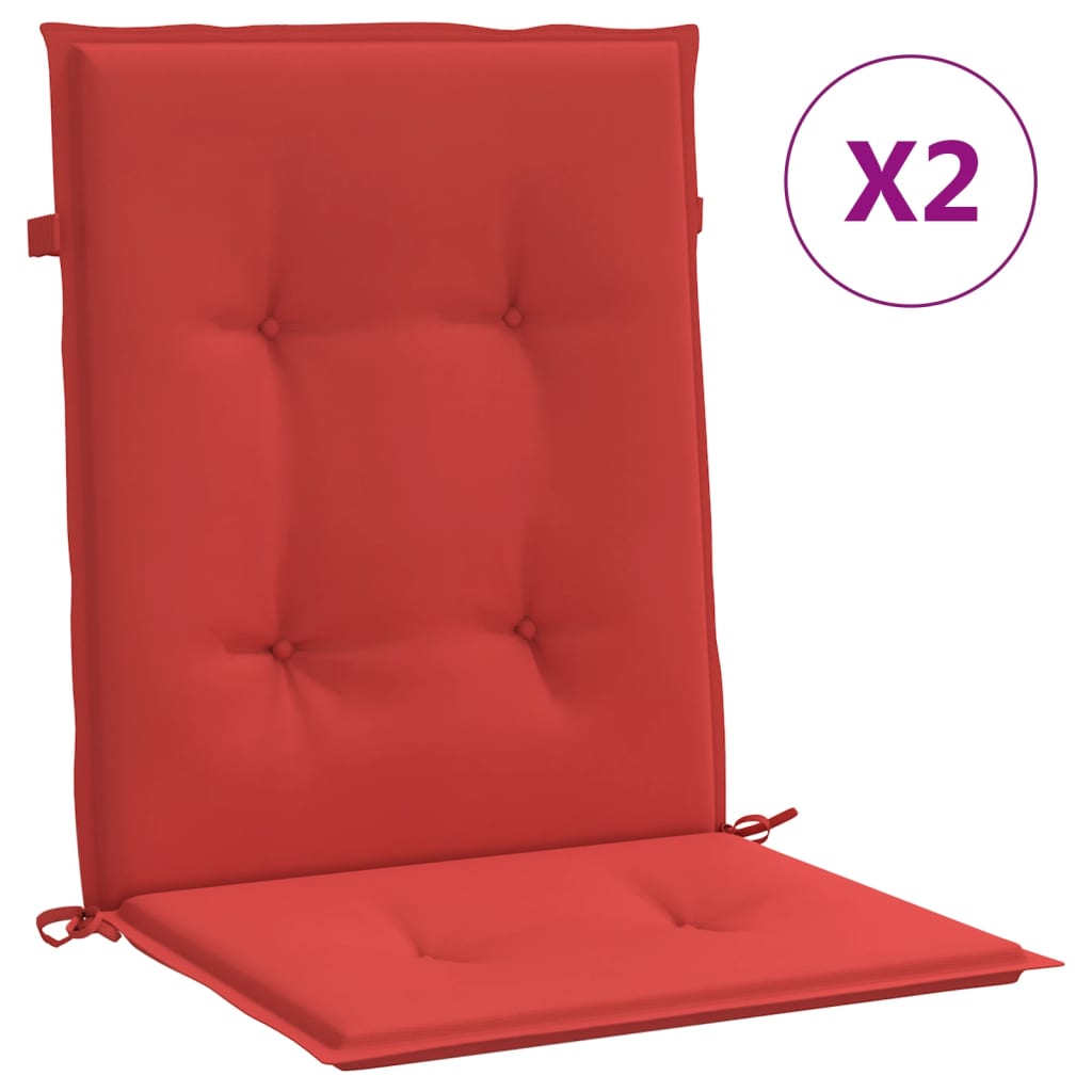 vidaXL Cojín silla jardín respaldo bajo 2 uds tela Oxford rojo