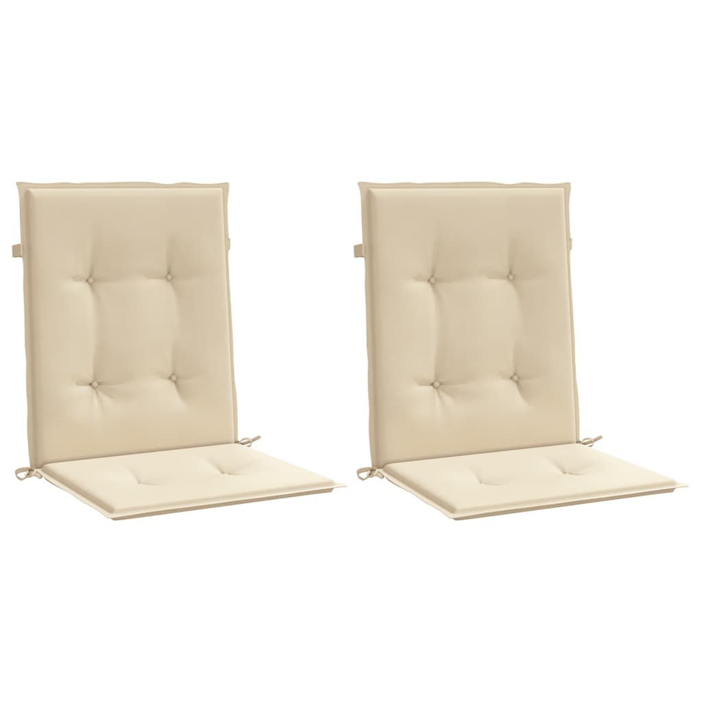 vidaXL Cojín de silla de jardín respaldo bajo 2 uds tela Oxford beige