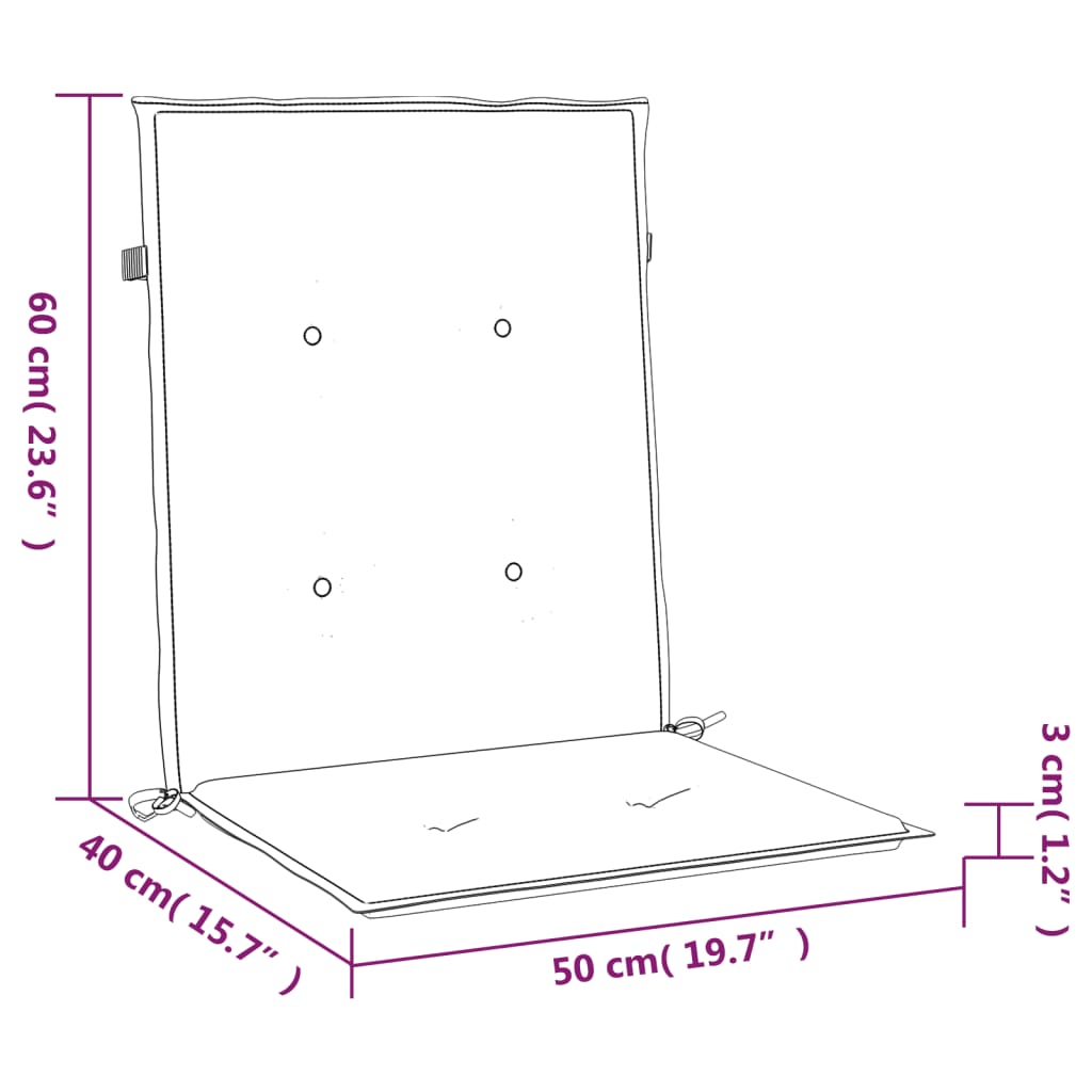 vidaXL Cojín de silla de jardín respaldo bajo 2 uds tela Oxford beige