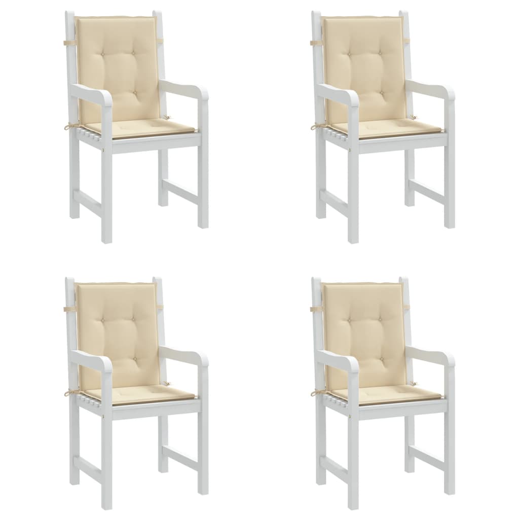 vidaXL Cojín de silla de jardín respaldo bajo 4 uds tela Oxford beige