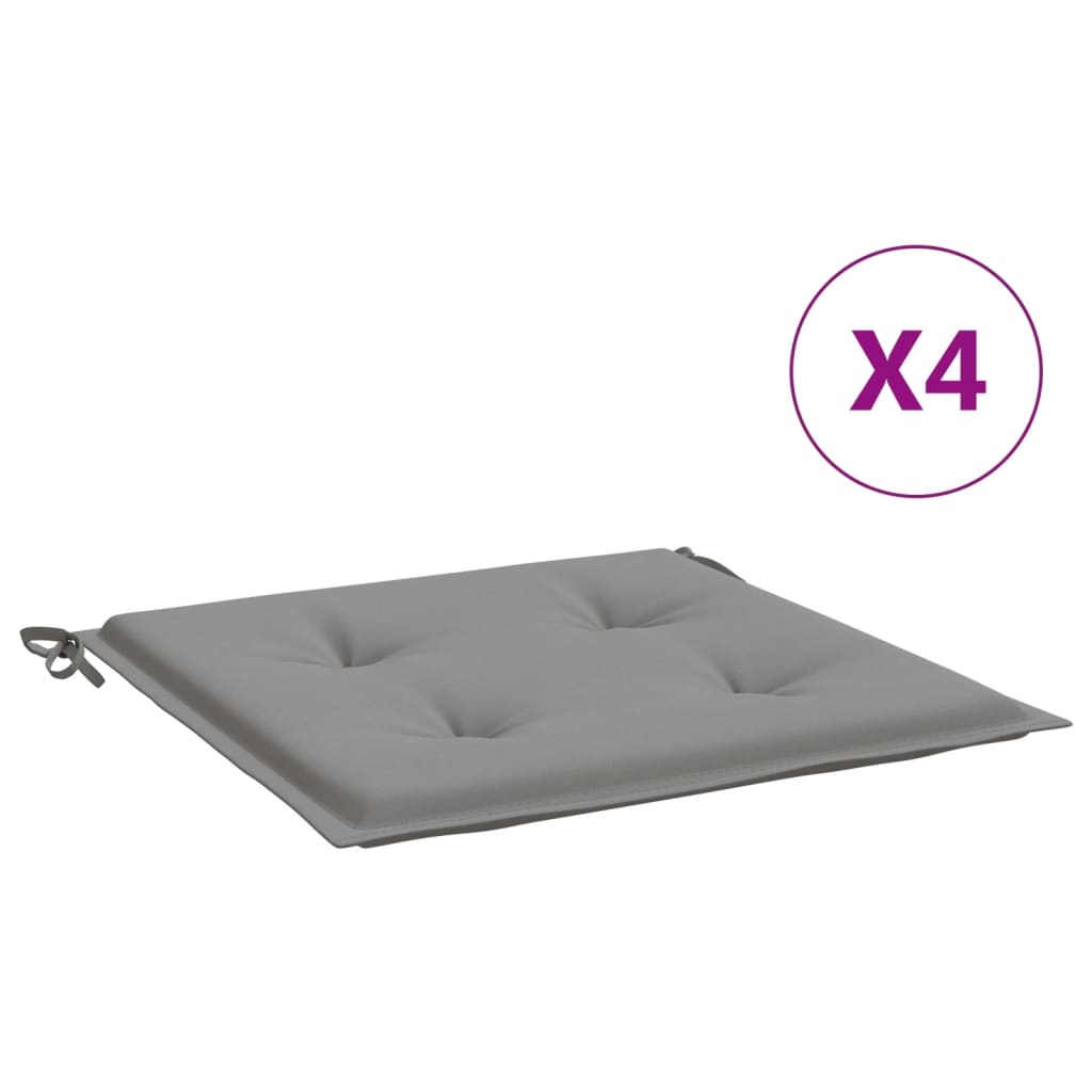 vidaXL Cojines de silla de jardín 4 uds tela gris 40x40x3 cm