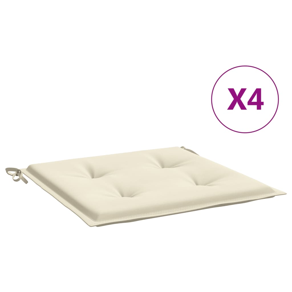 vidaXL Cojín silla jardín respaldo bajo 4 uds tela Oxford crema