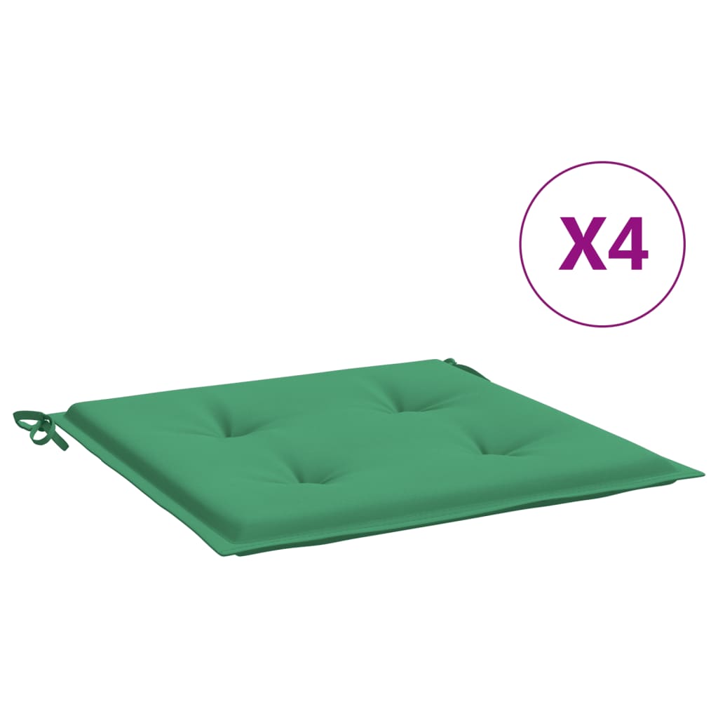 vidaXL Cojines de silla de jardín 4 uds tela verde 40x40x3 cm