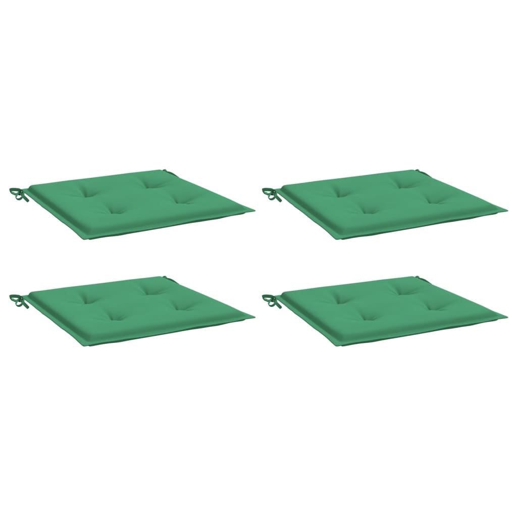 vidaXL Cojines de silla de jardín 4 uds tela verde 40x40x3 cm