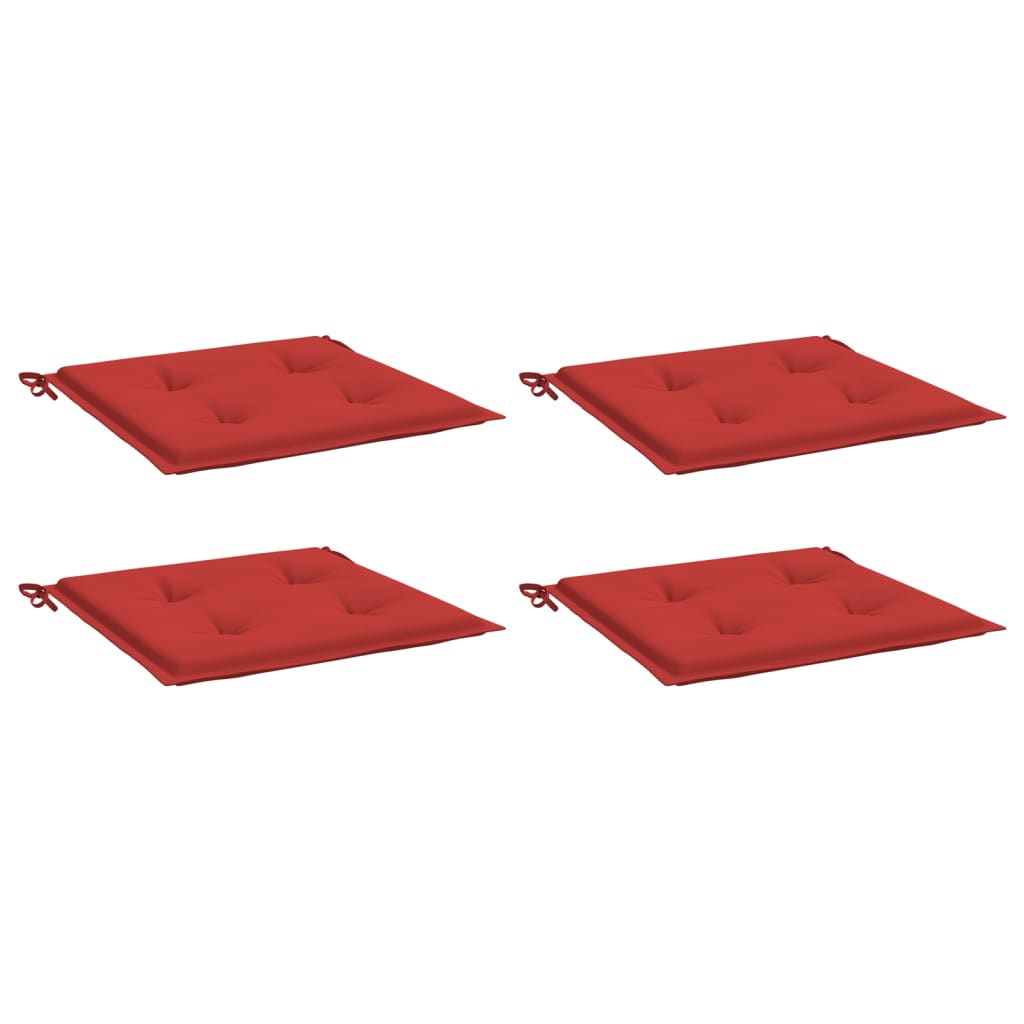 vidaXL Cojines de silla de jardín 4 uds tela rojo 40x40x3 cm