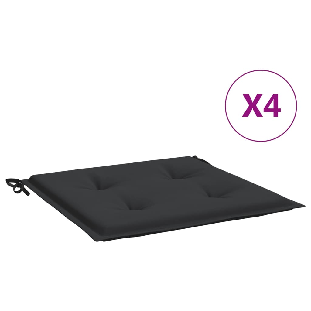 vidaXL Cojines de silla de jardín 4 uds tela negro 40x40x3 cm