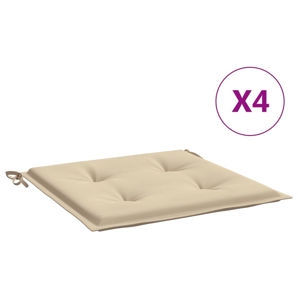 vidaXL Cojines de silla de jardín 4 uds tela beige 40x40x3 cm