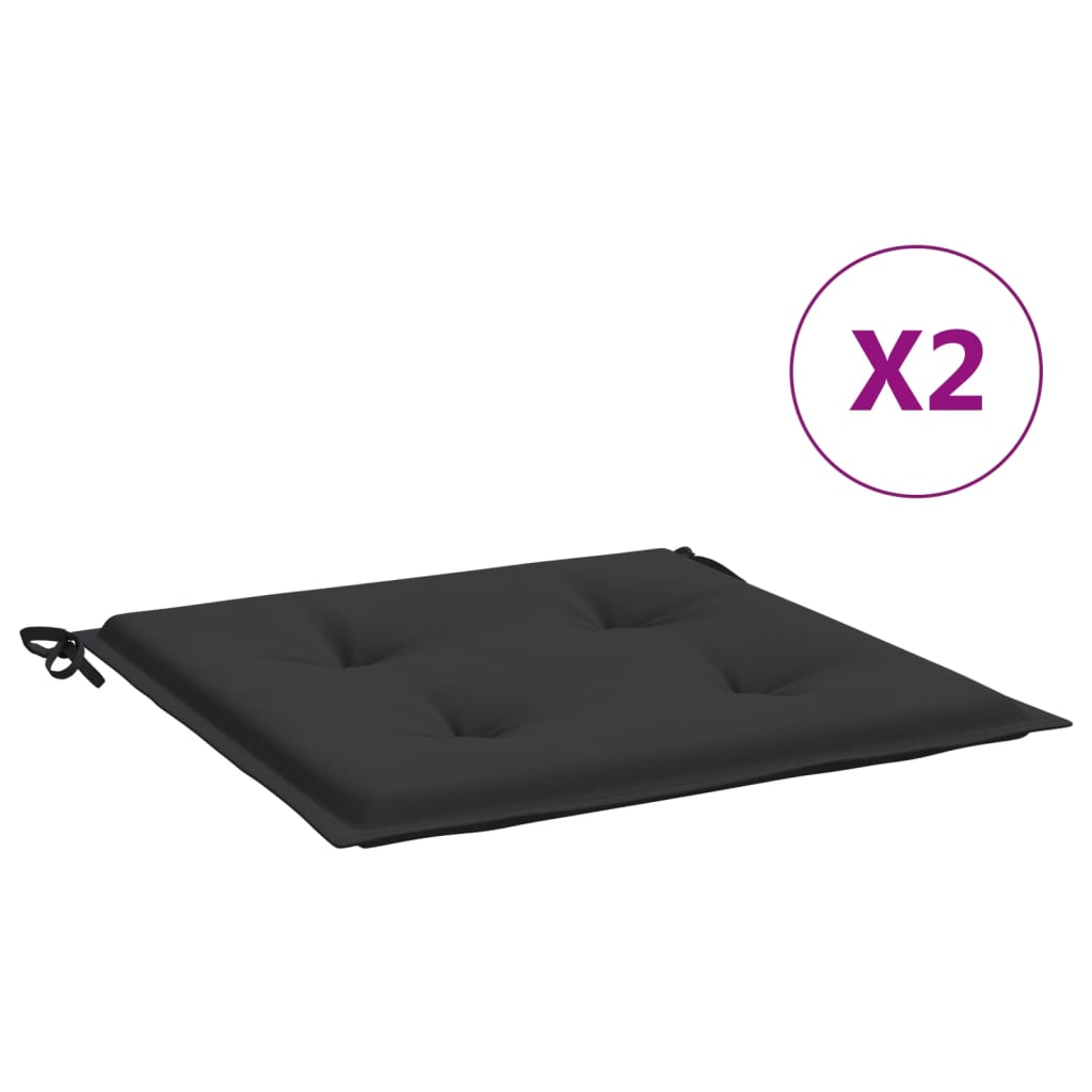 vidaXL Cojines de silla de jardín 2 uds tela Oxford negro 50x50x3 cm