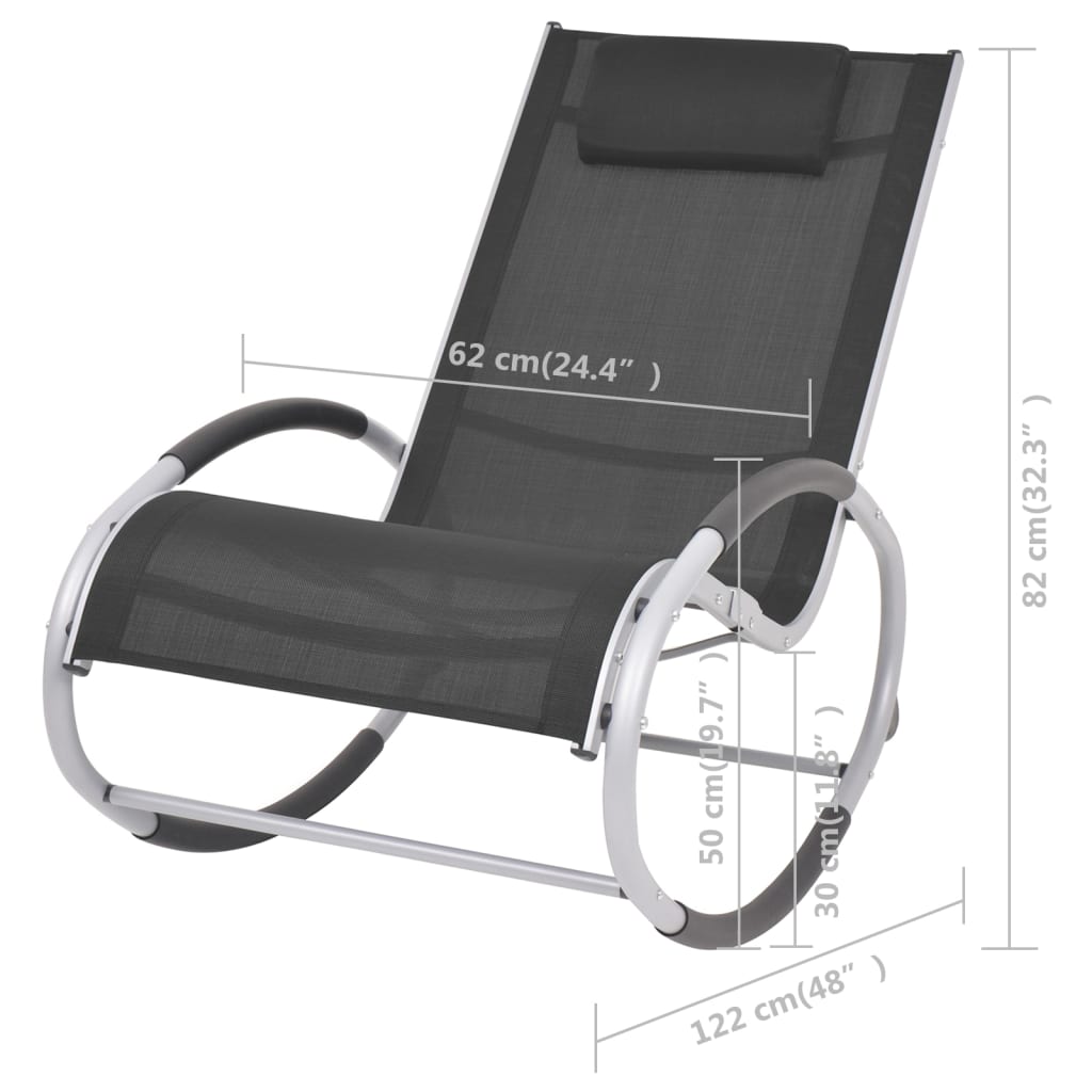 vidaXL Silla mecedora de jardín de textilene negro