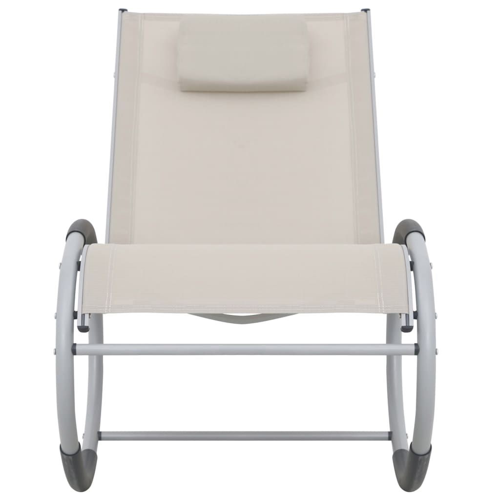 vidaXL Silla mecedora de jardín de textilene color crema