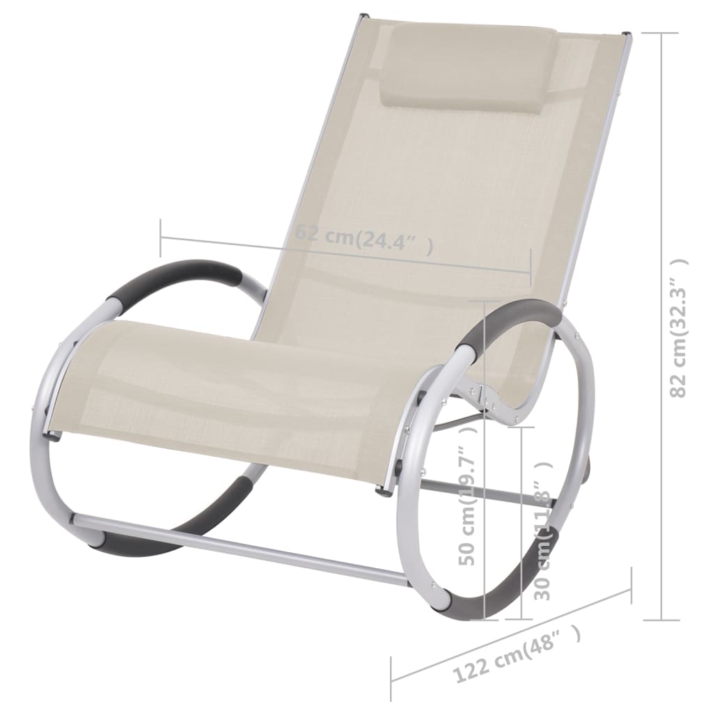 vidaXL Silla mecedora de jardín de textilene color crema