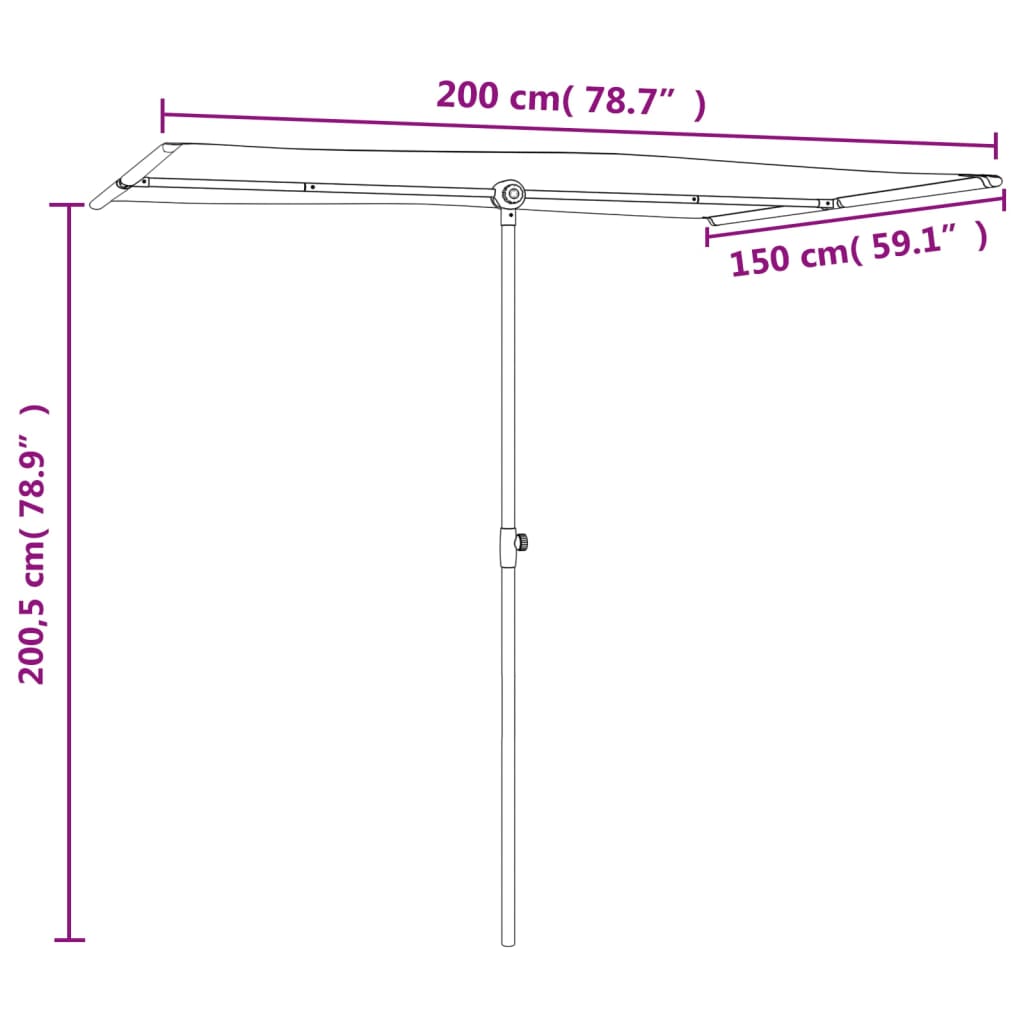 vidaXL Sombrilla de jardín con palo de aluminio verde 2x1,5 m