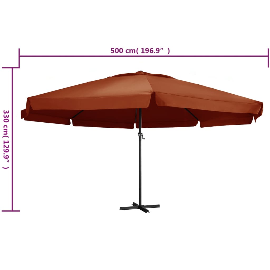 vidaXL Sombrilla de jardín con palo de aluminio terracota 600 cm