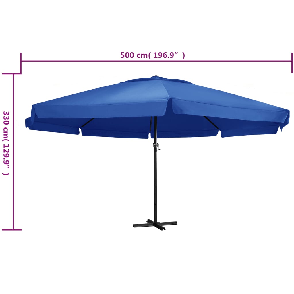 vidaXL Sombrilla de jardín con palo de aluminio azul azure 600 cm