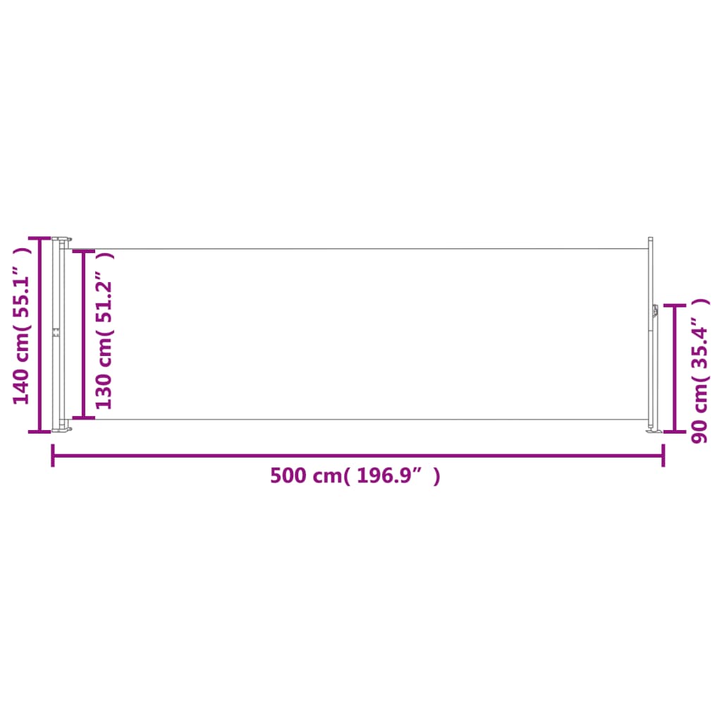 vidaXL Toldo lateral retráctil de jardín gris 140x500 cm