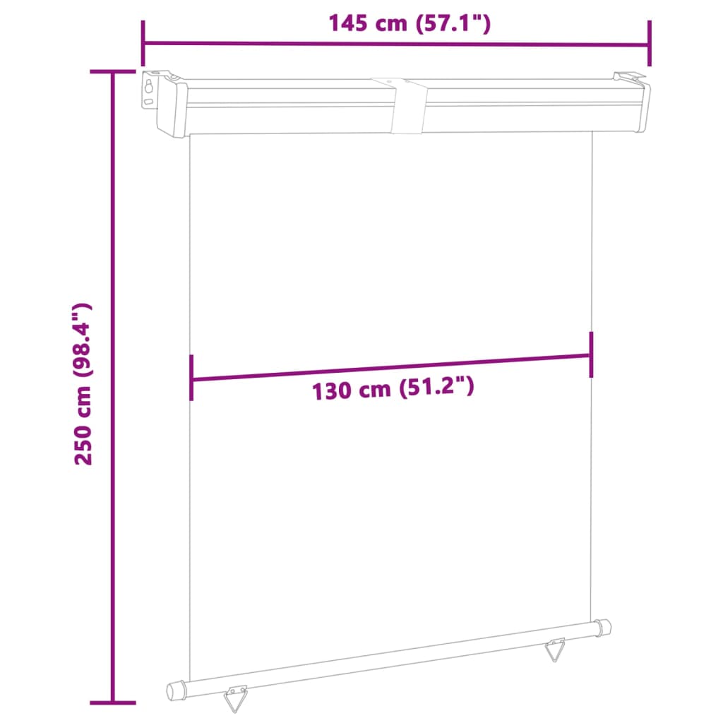 vidaXL Toldo lateral de balcón color crema 145x250 cm