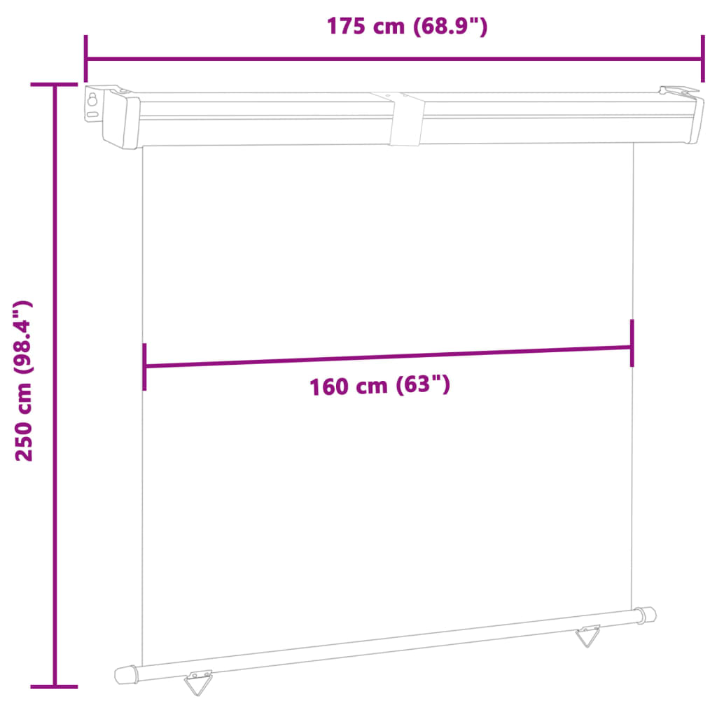 vidaXL Toldo lateral de balcón azul 175x250 cm