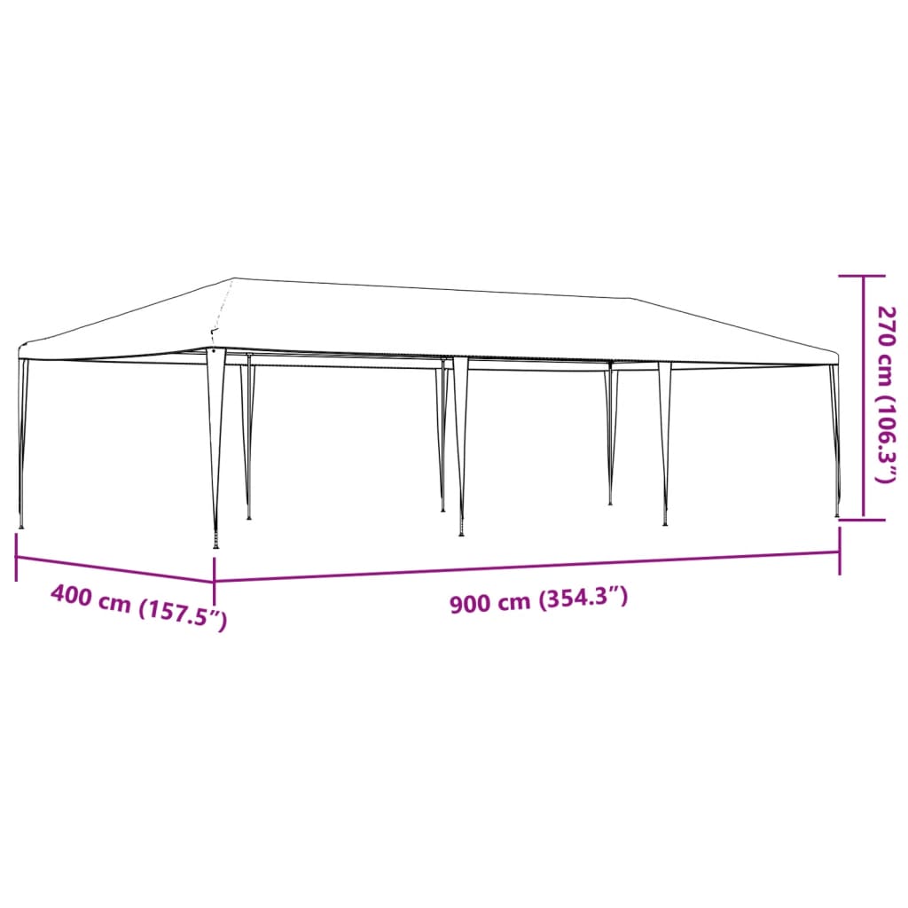 vidaXL Carpa de celebraciones blanca 4x9 m