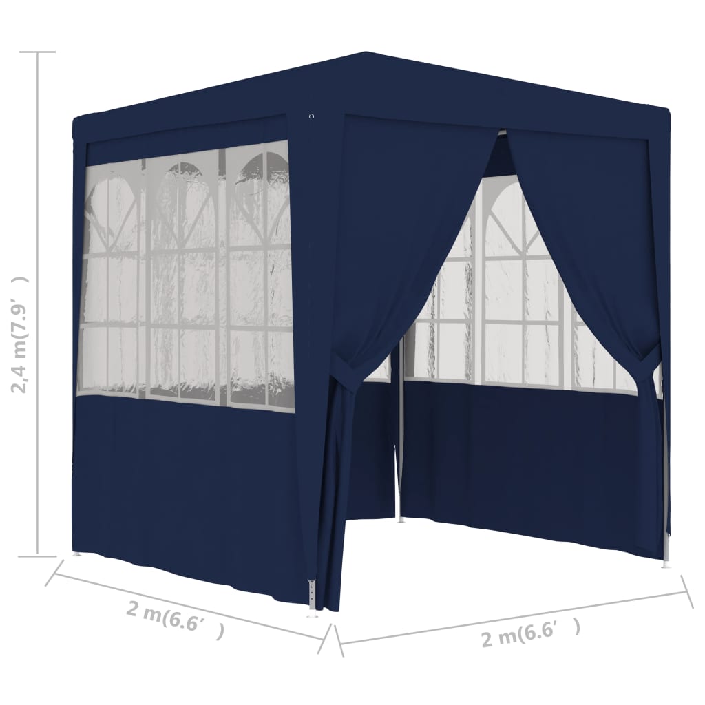 vidaXL Carpa profesional para fiestas con paredes azul 90 g/m² 2x2 m