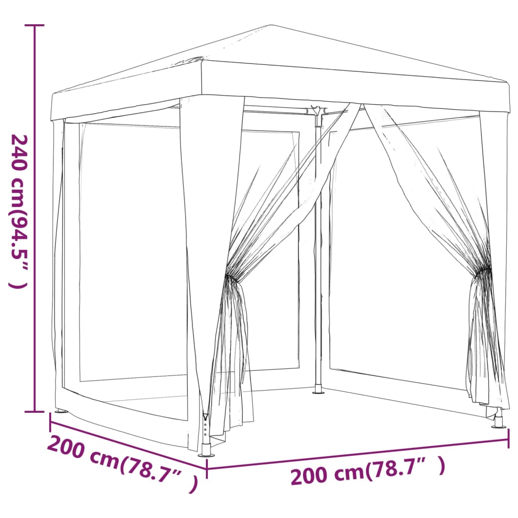 vidaXL Carpa para celebraciones con 4 paredes de malla blanco 2x2 m