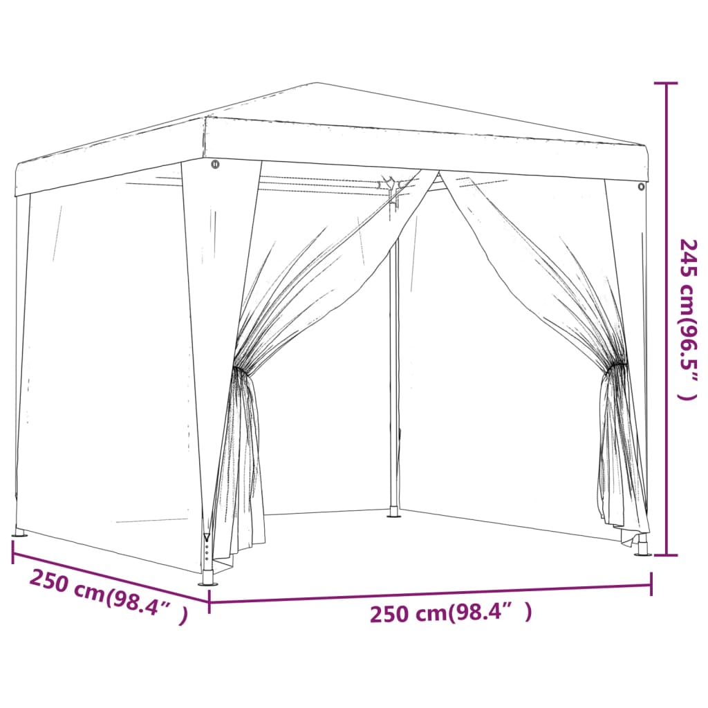 vidaXL Carpa para celebraciones con 4 paredes de malla blanco 2,5x2,5m