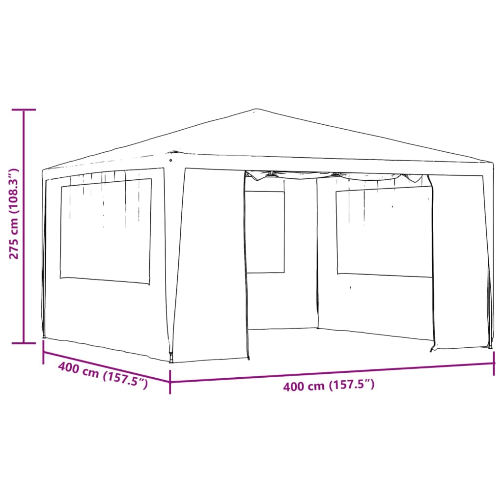 vidaXL Carpa profesional para fiestas con paredes blanco 90 g/m² 4x4 m