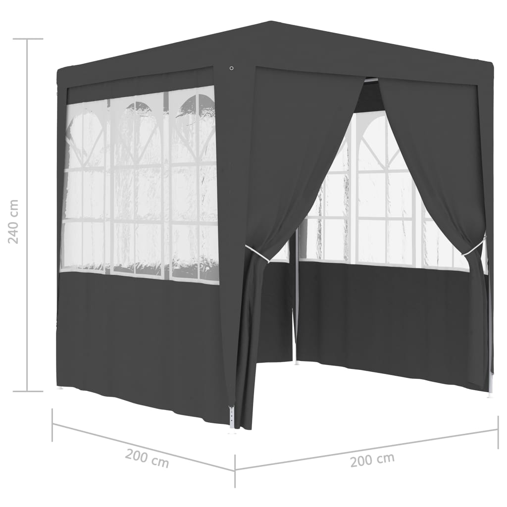 vidaXL Carpa profesional para fiestas con paredes gris 90 g/m² 2x2 m