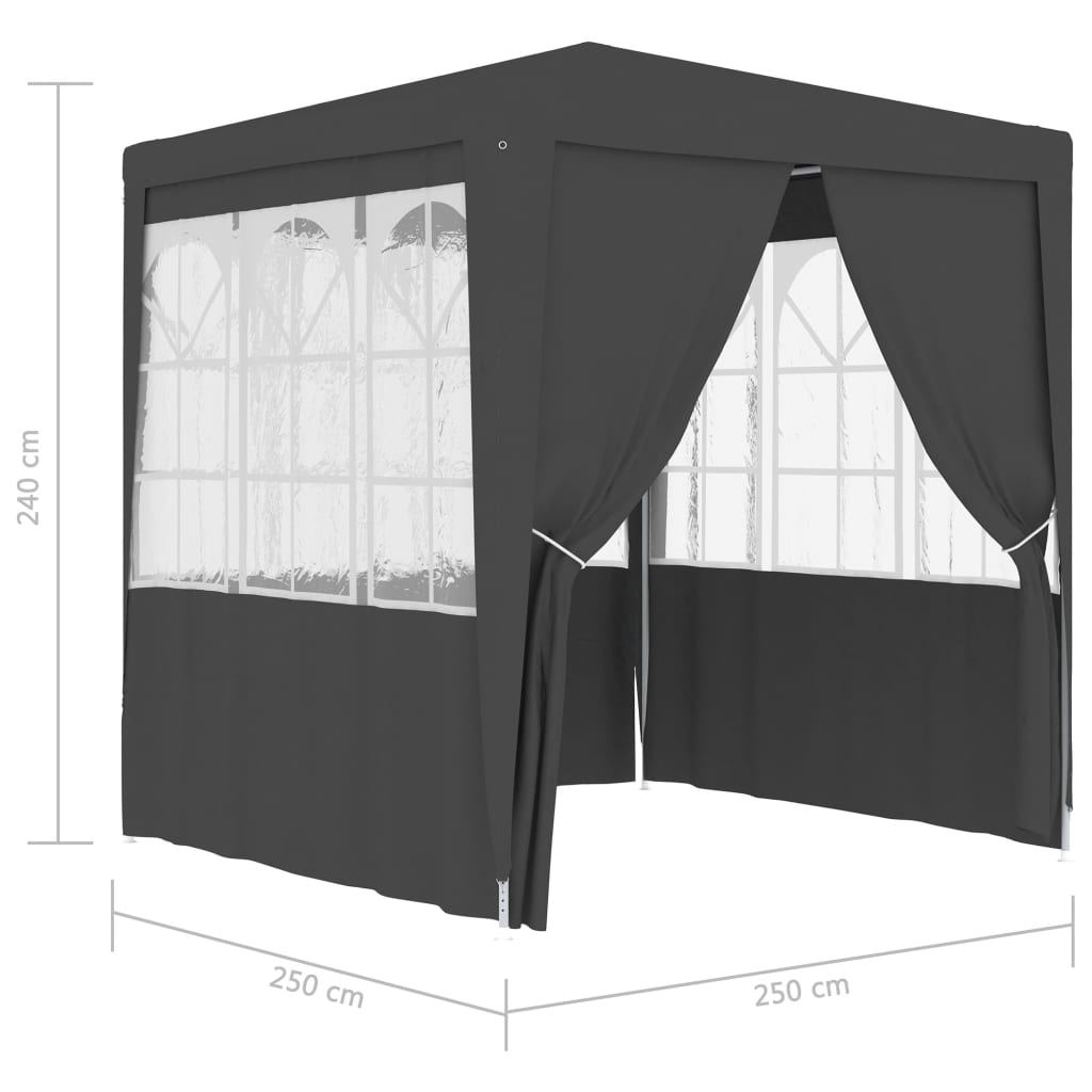 vidaXL Carpa profesional fiestas con paredes gris 90 g/m² 2,5x2,5 m