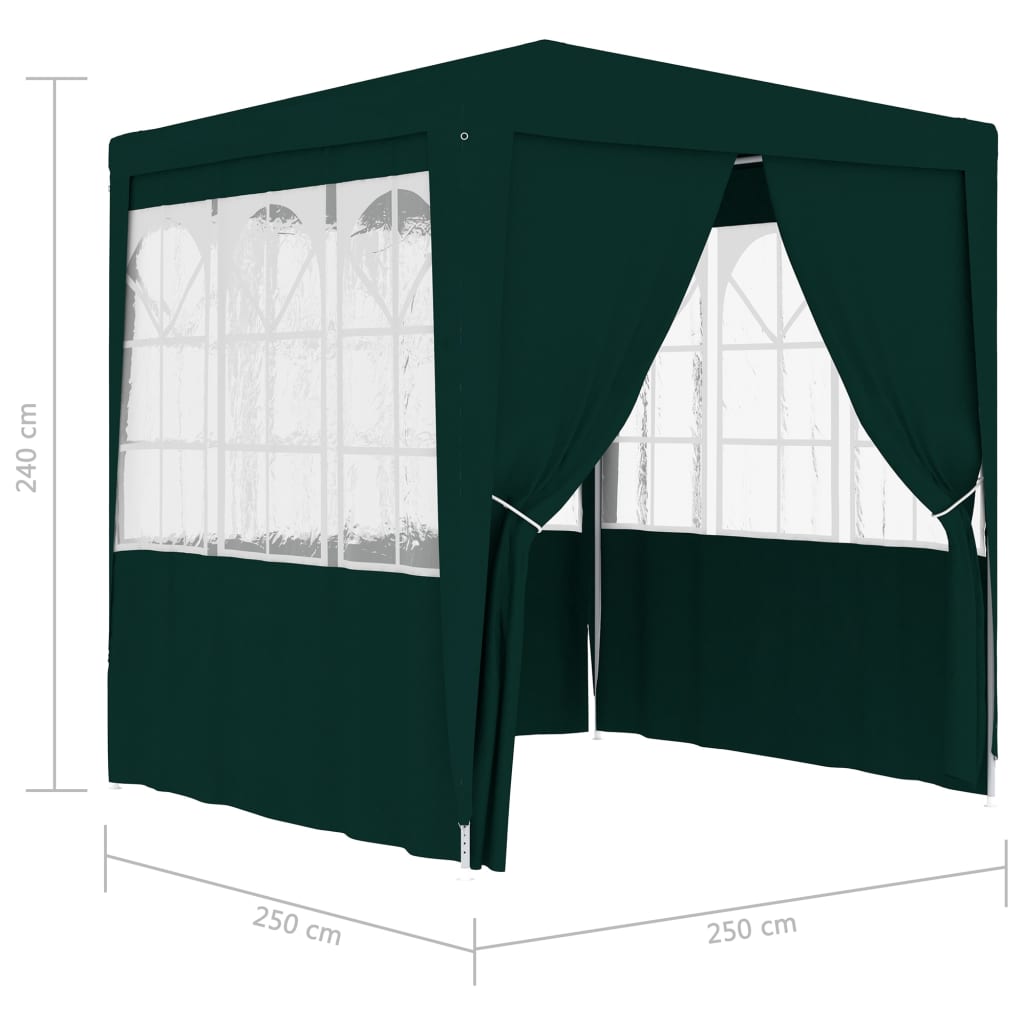 vidaXL Carpa profesional fiestas con paredes verde 90 g/m² 2,5x2,5 m