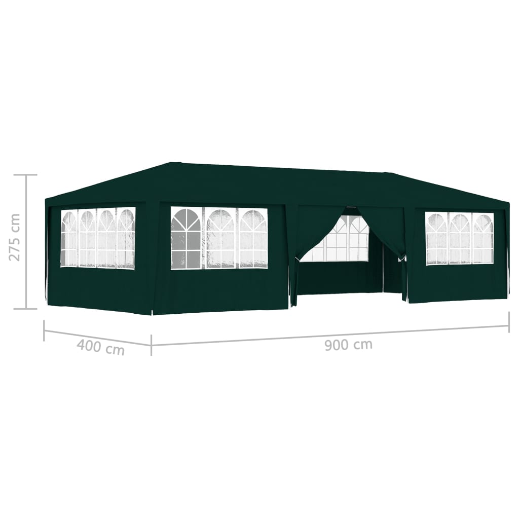 vidaXL Carpa profesional para fiestas con paredes verde 90 g/m² 4x9 m