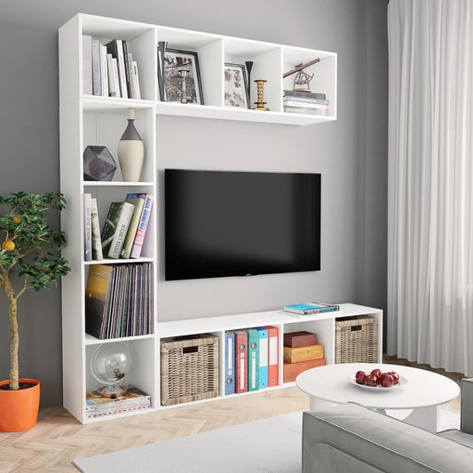 vidaXL Mueble de TV y librería 3 piezas blanco 180x30x180 cm