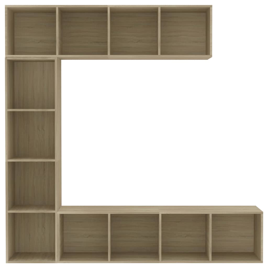 vidaXL Mueble de TV y librería 3 piezas roble Sonoma 180x30x180 cm