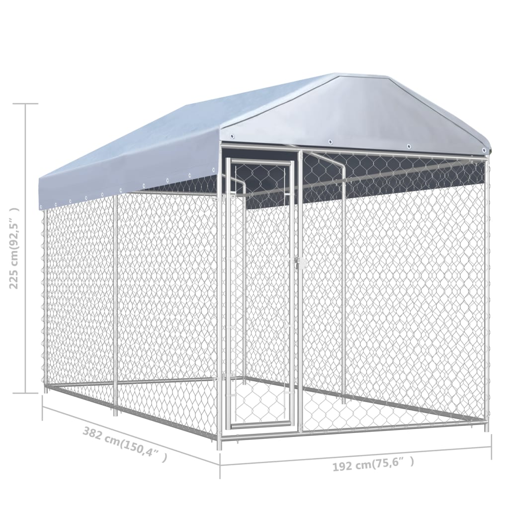 vidaXL Perrera de exterior con toldo 382x192x225 cm