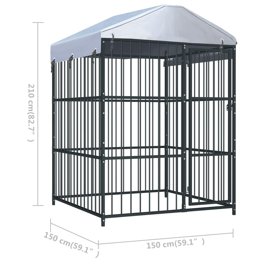 vidaXL Perrera de exterior con techo 150x150x210 cm