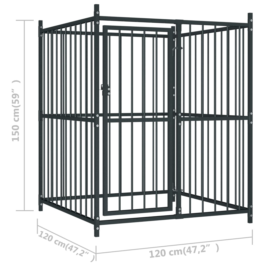 vidaXL Perrera de exterior con techo 120x120x150 cm