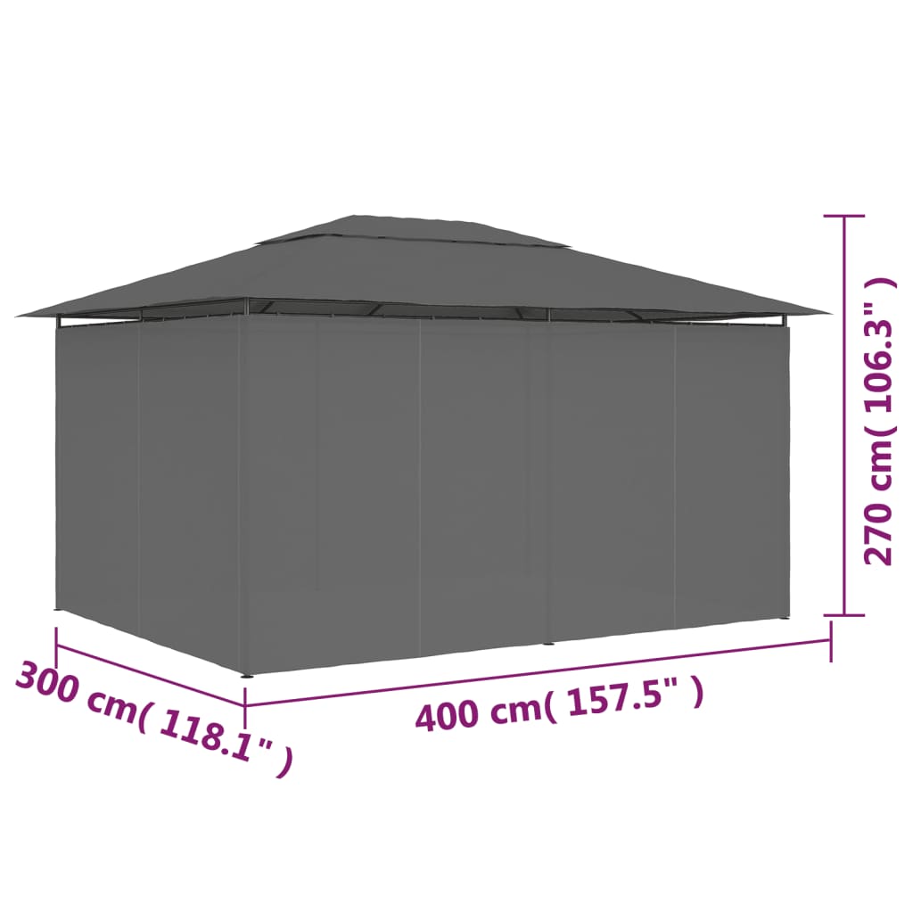 vidaXL Carpa de jardín con cortinas gris antracita 4x3 m