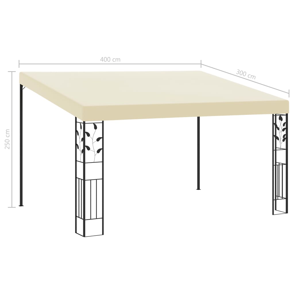 vidaXL Cenador con montaje en la pared crema 4x3x2,5 m