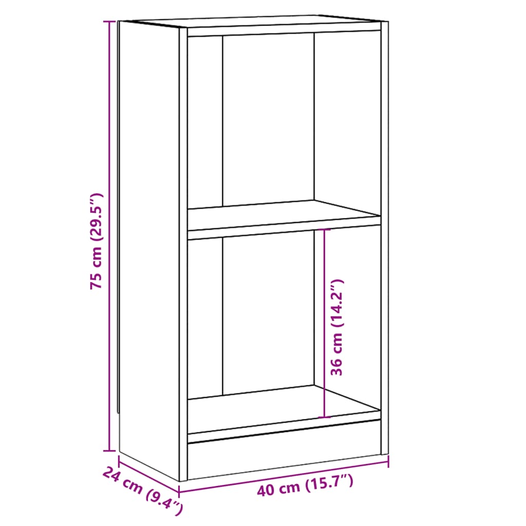 vidaXL Estantería de madera contrachapada color roble 40x24x75 cm